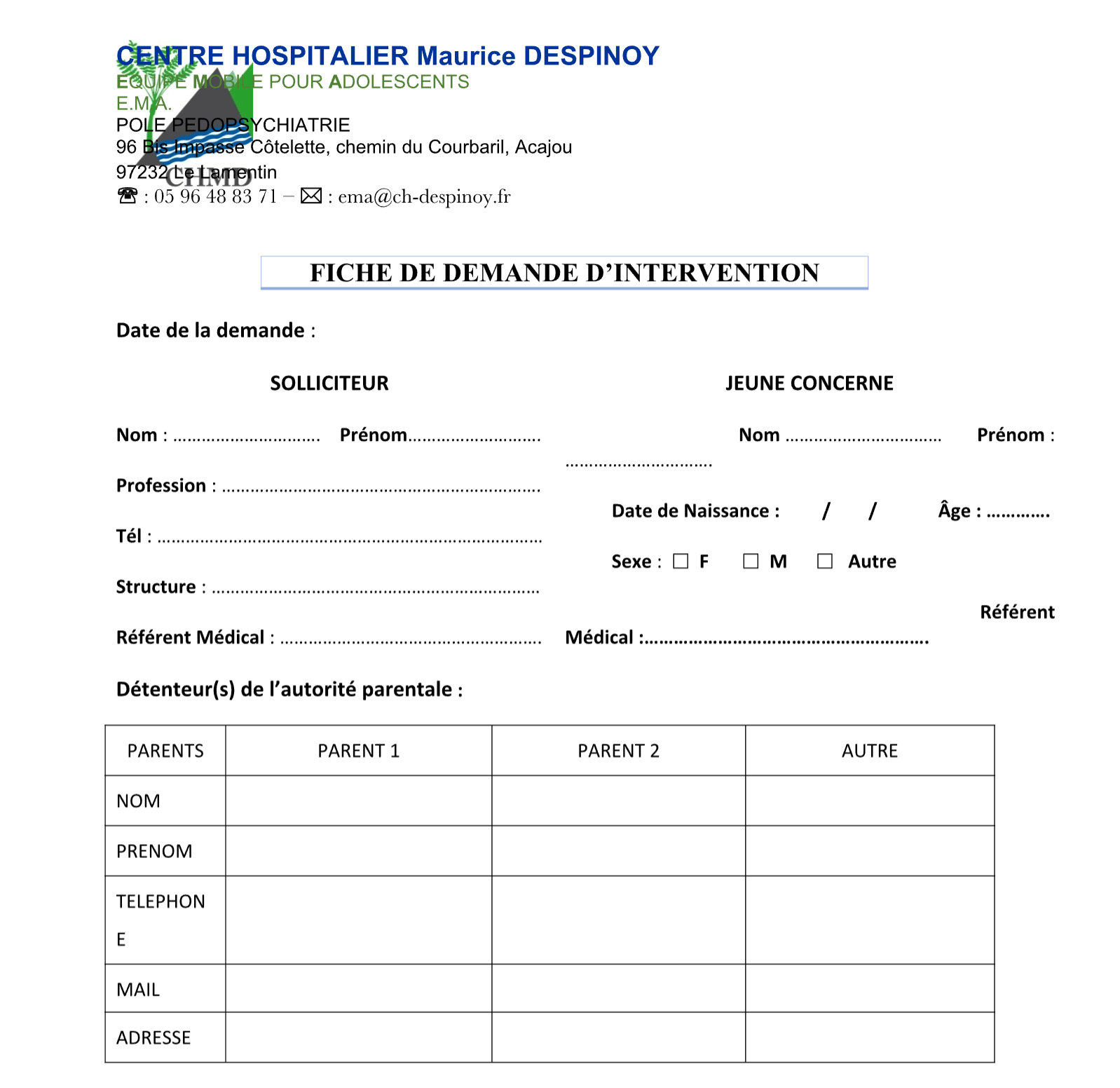 Vignette de la fiche de demande d'intervention EMA